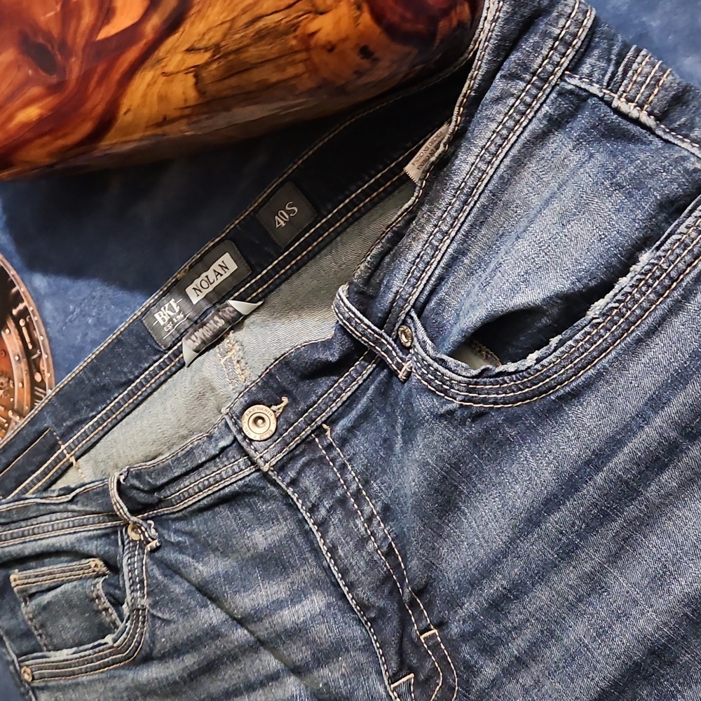 BKE Nolan Straight Dark Blue Denim Jeans 40S - Picture 14 of 16